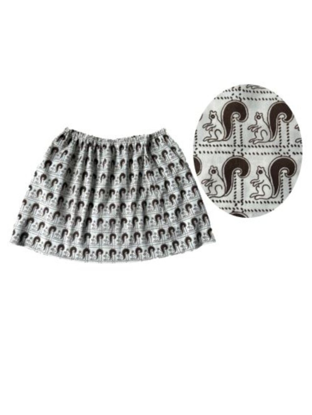 Unique Mod Op Art Vintage Squirrel Pleated Elastic Waist Skirt